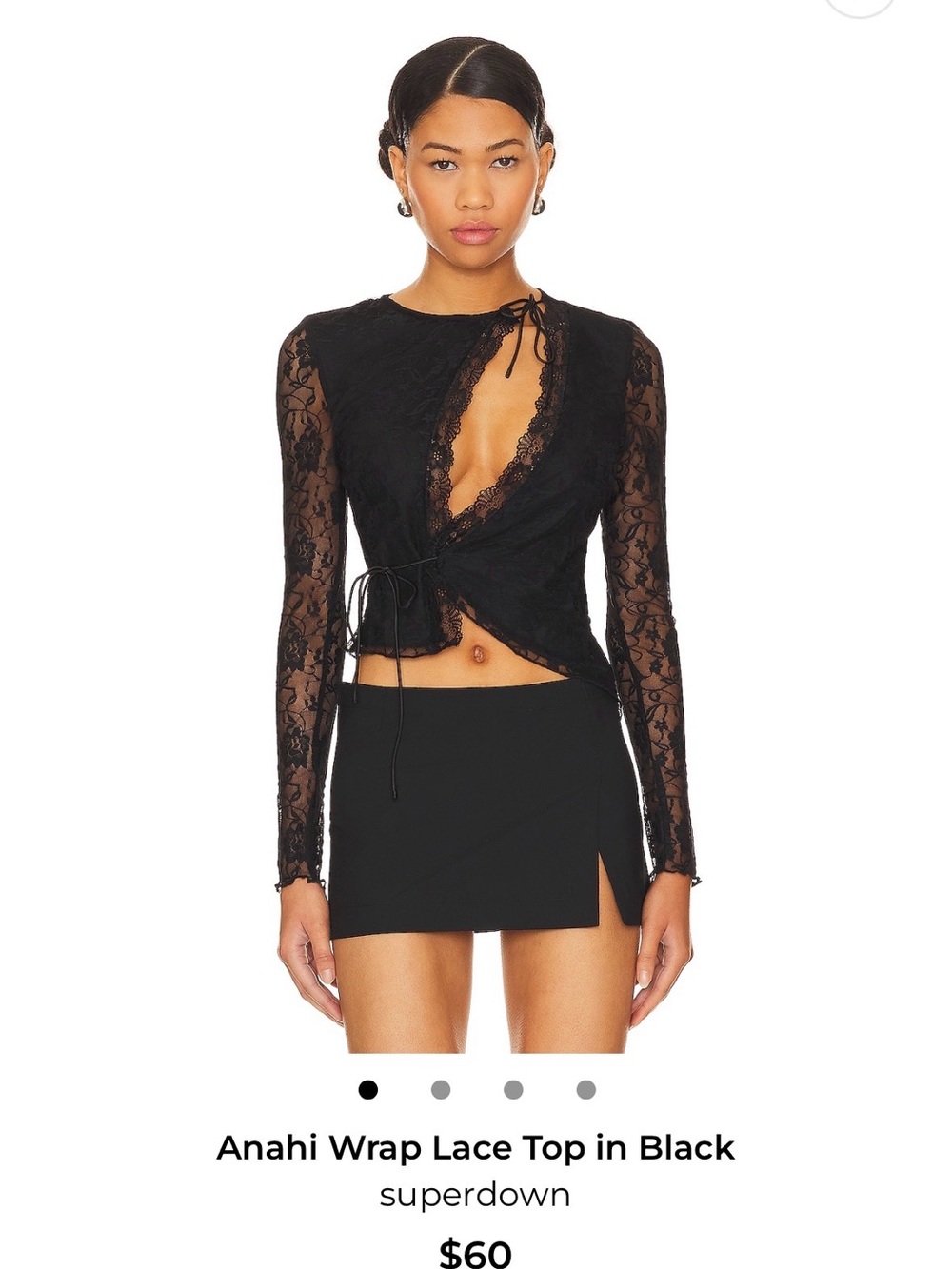 superdown Black Lace Wrap Top